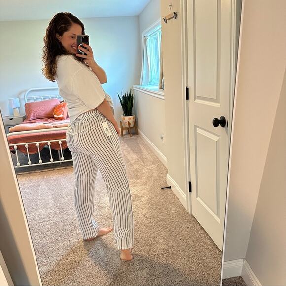 NWT Coral Cove White Blue Linen Striped Pants Small/Medium - Picture 4 of 12